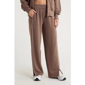 NEW Z by Zella Cozy Knit Track Pants Brown Quartz Wide Leg Lounge Pants Medium